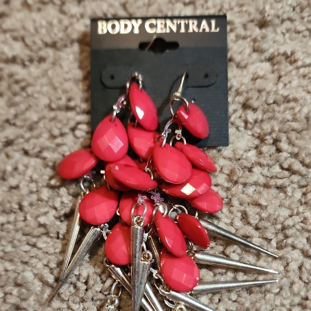Body Central Vibrant Red and Silver Earrings